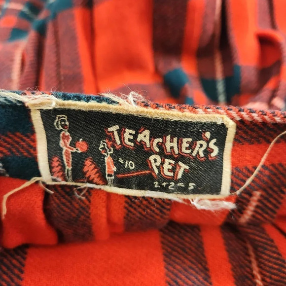 Vintage Girls  Plaid Schoolgirl Skirt Red Teacher's Pet - Picture 8 of 8